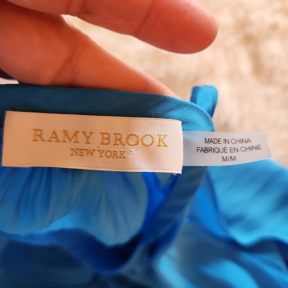 Ramy Brooke Blue Jacqueline Smocked Mini Dress Size Medium - Picture 8 of 11